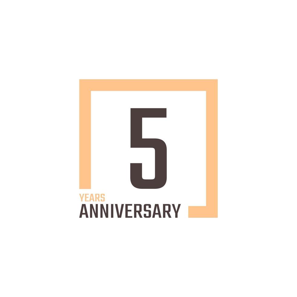 5 Year Anniversary Celebration Vector with Square Shape. Happy Anniversary Greeting Celebrates Template Design Illustration