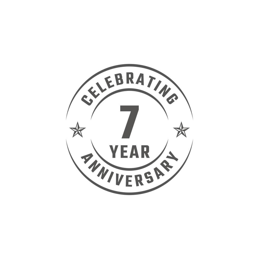 7 Year Anniversary Celebration Emblem Badge with Gray Color for Celebration Event, Wedding, Greeting card, and Invitation Isolated on White Background vector