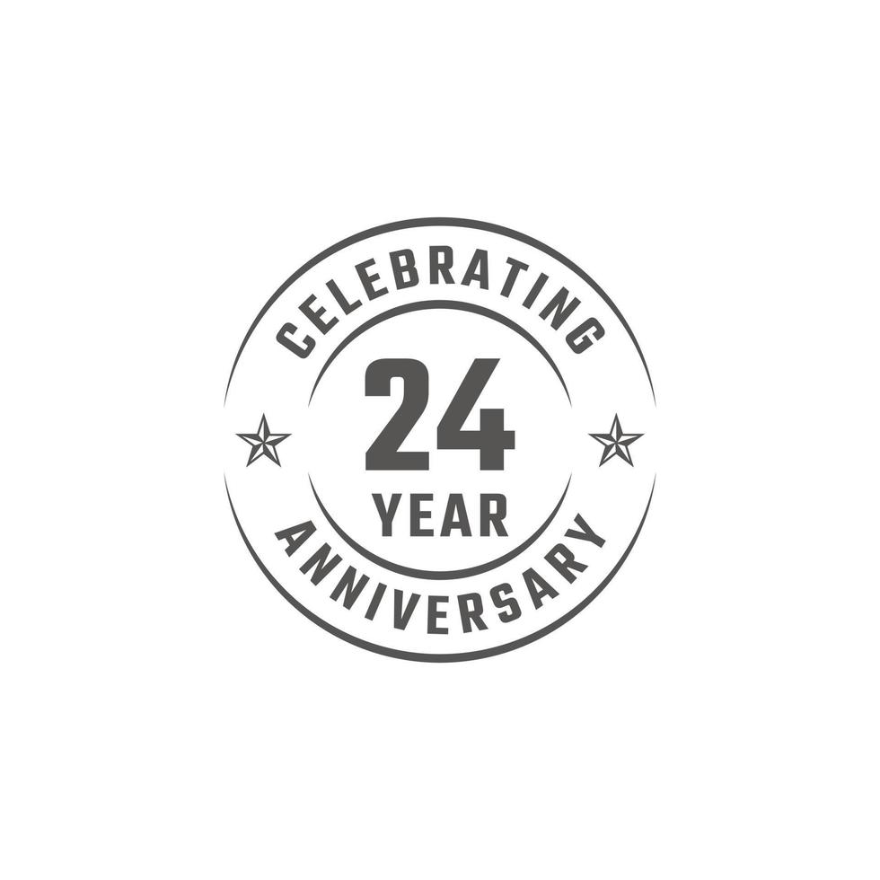 24 Year Anniversary Celebration Emblem Badge with Gray Color for Celebration Event, Wedding, Greeting card, and Invitation Isolated on White Background vector