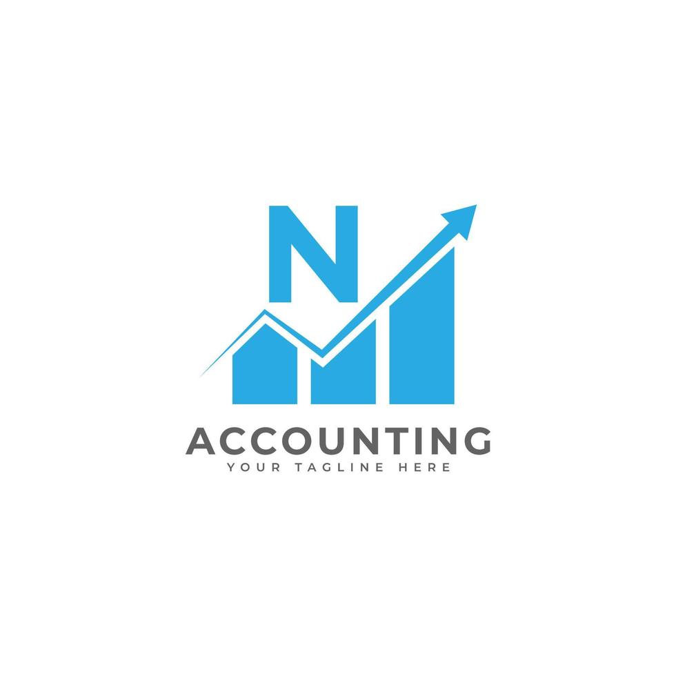 Initial Letter N Chart Bar Finance Logo Design Inspiration vector