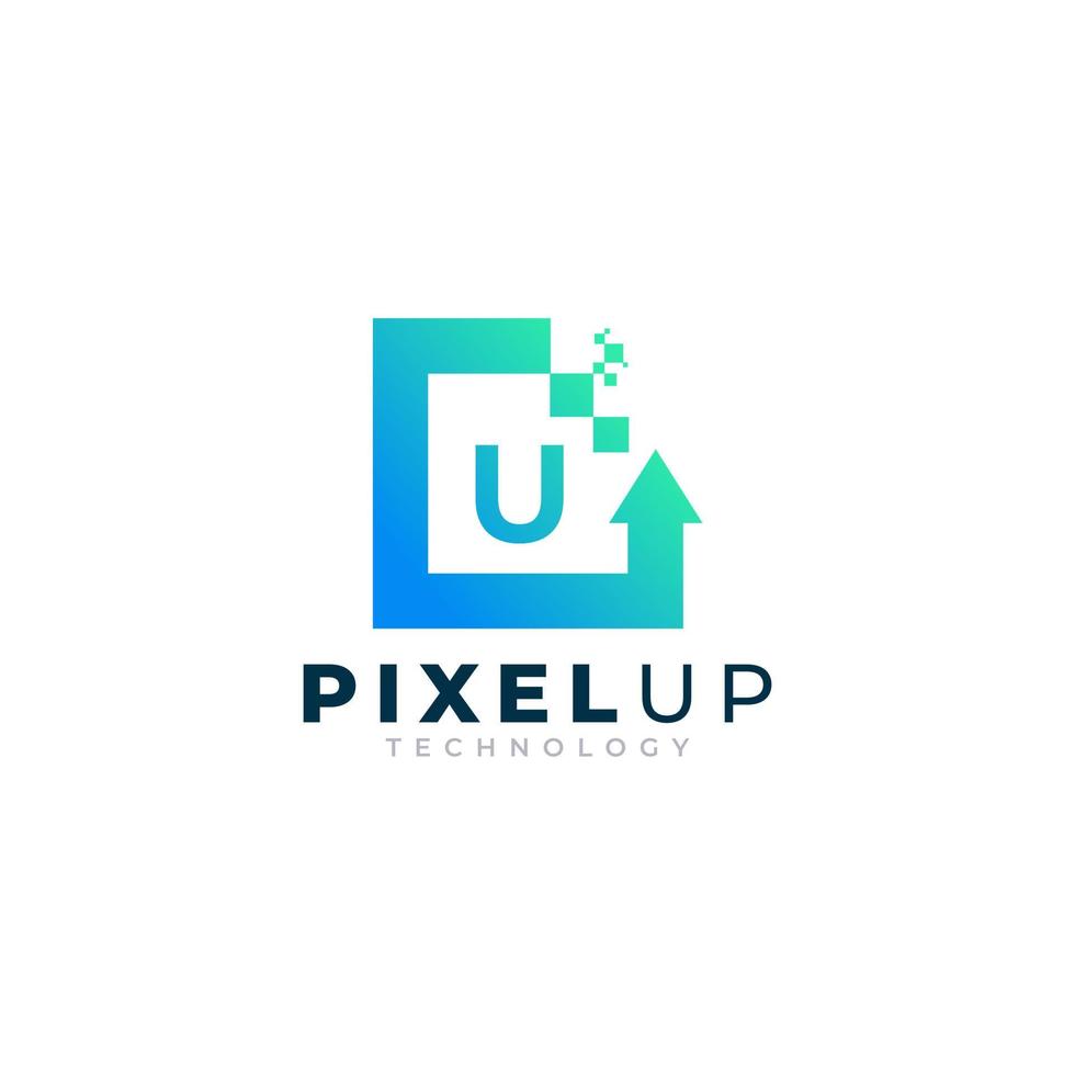 Initial Letter U with Arrow Pixel Logo Design Inspiration vector