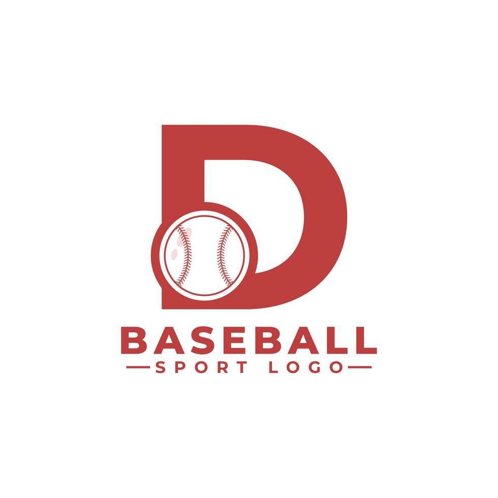 letra d con diseño de logotipo de béisbol. elementos de plantilla de diseño vectorial para equipo deportivo o identidad corporativa. vector