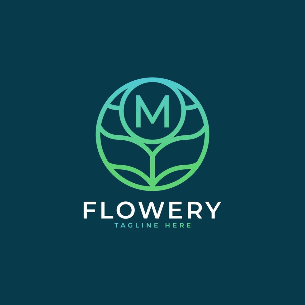 Flower Initial Letter M Logo Design Template Element. Eps10 Vector