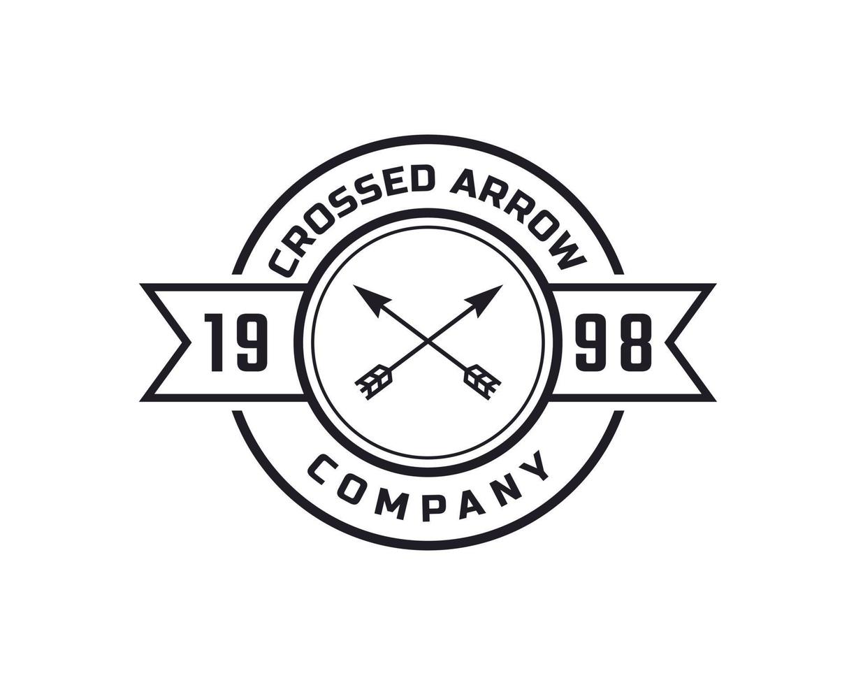 Classic Vintage Retro Label Badge for Crossed Arrows Rustic Hipster Stamp Logo Design Inspiration vector