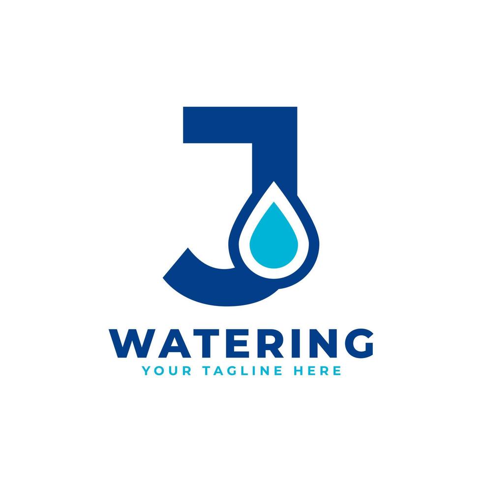 Water Drop Letter J Initial Logo. Usable for Nature and Branding Logos. Flat Vector Logo Design Ideas Template Element
