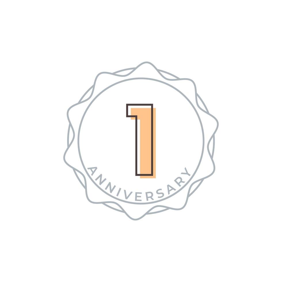 1 Year Anniversary Celebration Vector Badge. Happy Anniversary Greeting Celebrates Template Design Illustration