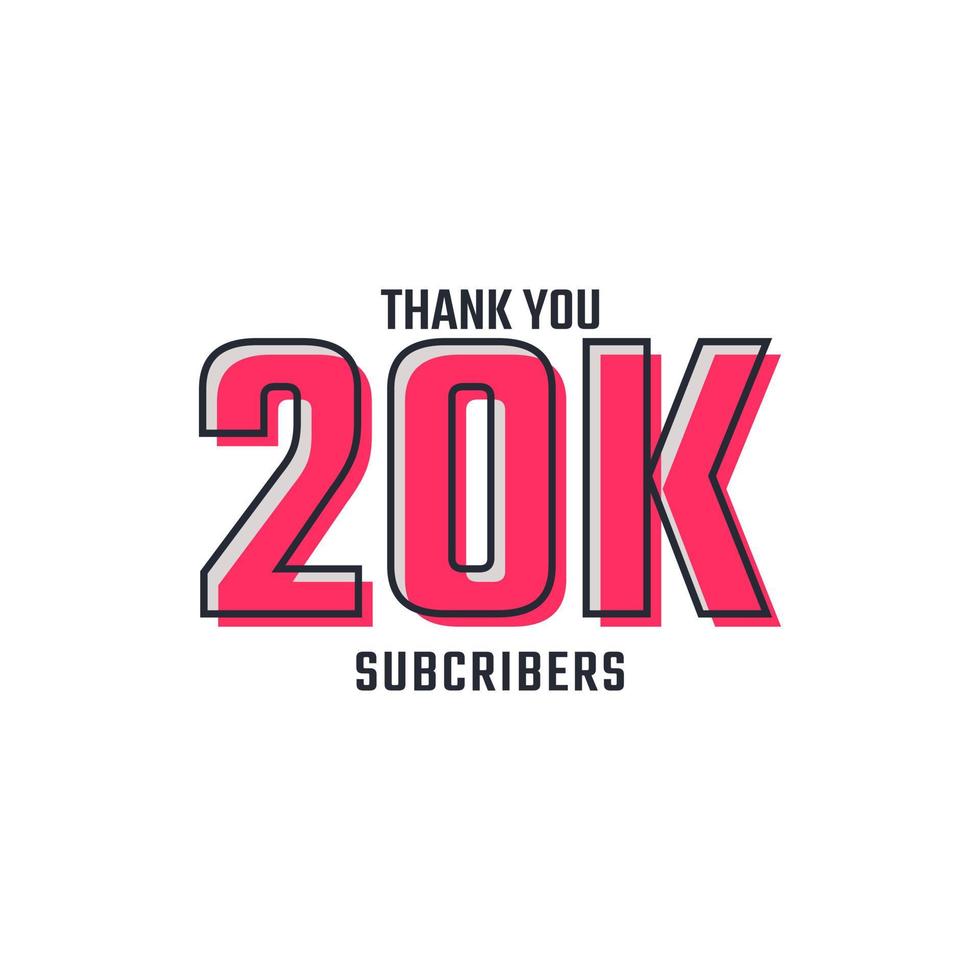 Thank You 20 k Subscribers Celebration Background Design. 20000 Subscribers Congratulation Post Social Media Template. vector
