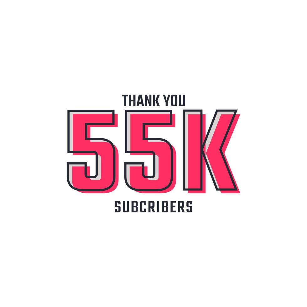 Thank You 55 k Subscribers Celebration Background Design. 55000 Subscribers Congratulation Post Social Media Template. vector