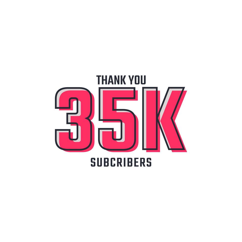 Thank You 35 k Subscribers Celebration Background Design. 35000 Subscribers Congratulation Post Social Media Template. vector