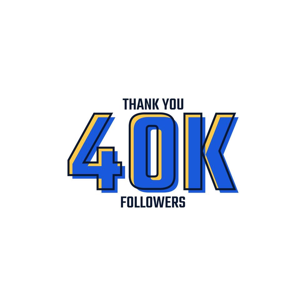 gracias vector de celebración de tarjeta de 40 k seguidores. 45000 seguidores felicitaciones publicar plantilla de redes sociales.