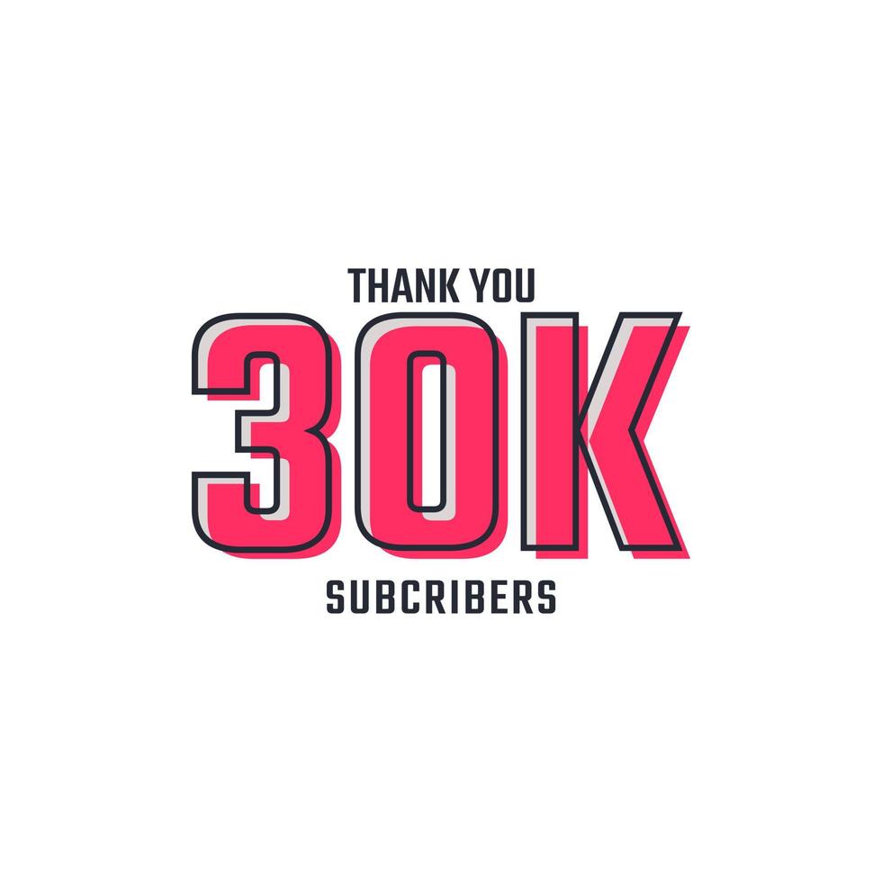 Thank You 30 k Subscribers Celebration Background Design. 300000 Subscribers Congratulation Post Social Media Template. vector