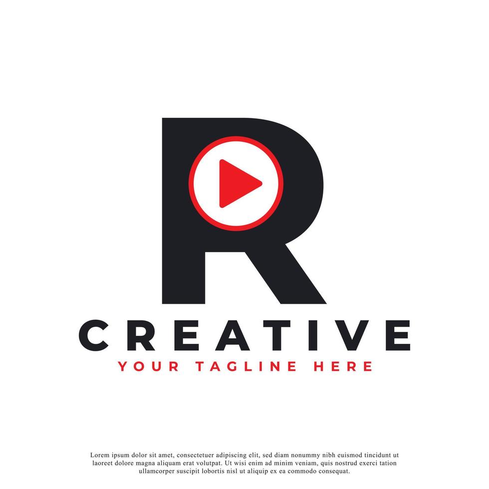 Creative Modern Play Letter R Icon. Music and Video Logo Element. Usable for Business and Technology Logos. vector