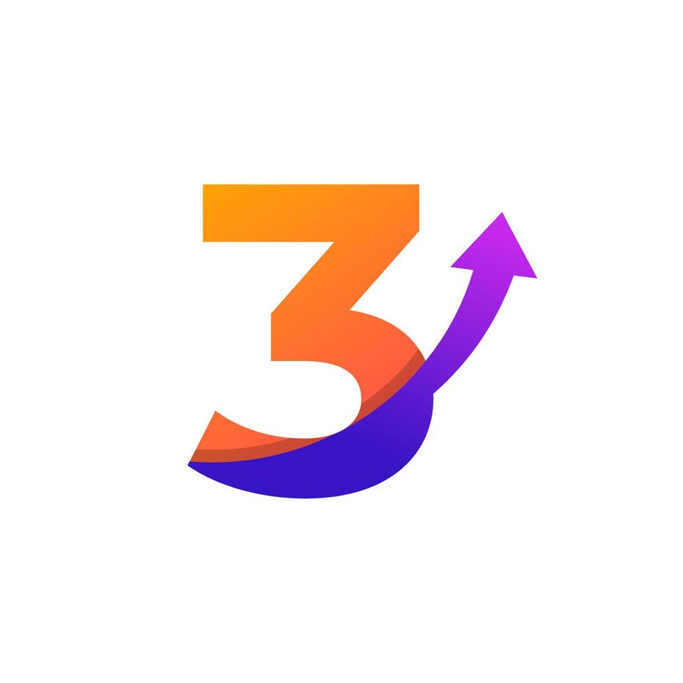 Number 3 Arrow Up Logo Symbol. Good for Company, Travel, Start up, Logistic and Graph Logos vector