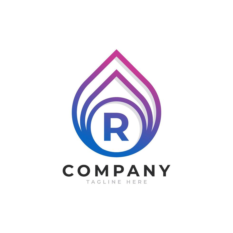 Initial Letter R with Oil and Gas Logo Design Inspiration vector