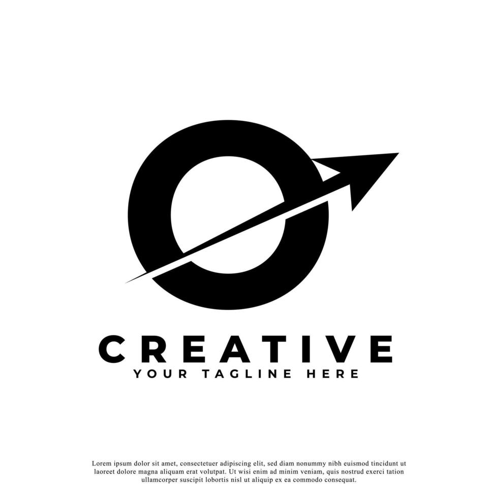Initial Letter O Artistic Creative Arrow Up Shape Logotype. Usable for Business and Branding Logos. vector