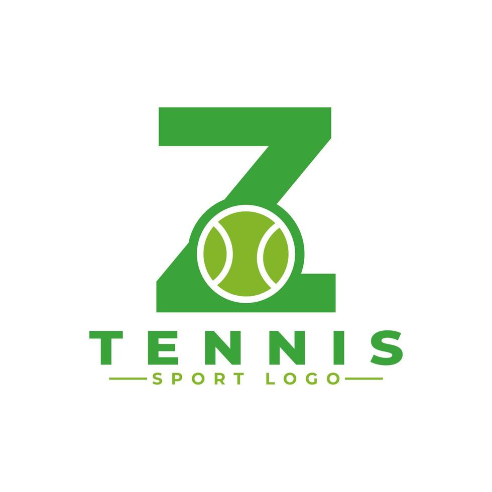 Letter Z with Tennis Logo Design. Vector Design Template Elements for Sport Team or Corporate Identity.