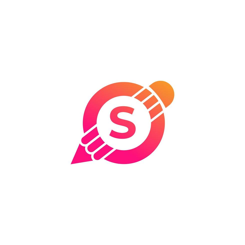 Creative Letter S Pencil with Circle for Education or Art Logo Inspiration vector