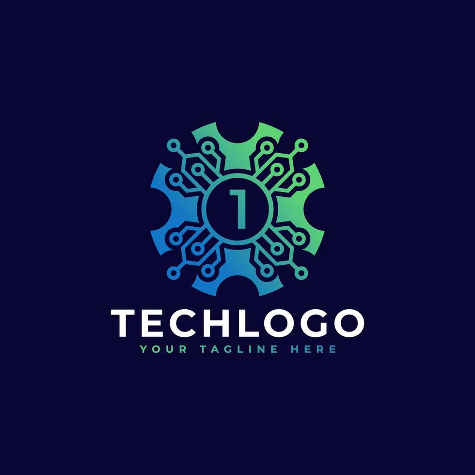 elemento de plantilla de diseño de logotipo número 1 de tecnología. vector