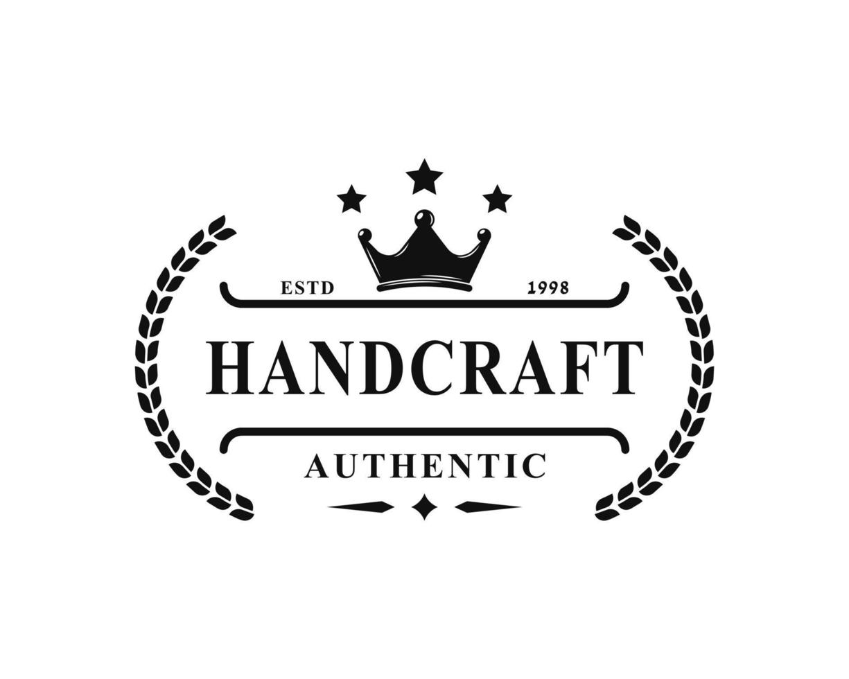 Vintage Retro for Royal Quality Handcraft Badges Logo Design Template Element vector