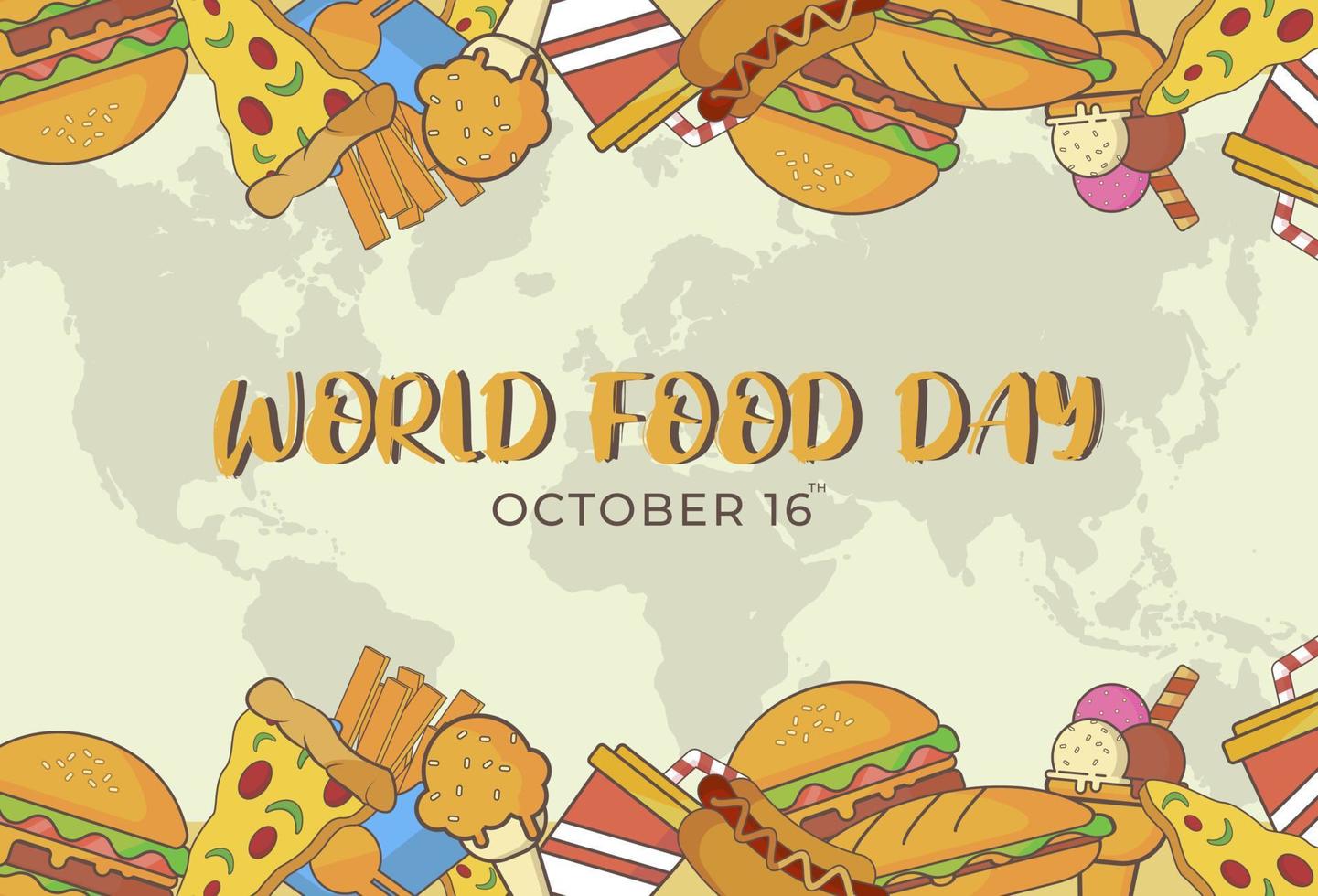 Flat Design Illustration Of World Food Day Template, Design Suitable For Posters, Backgrounds, Greeting Cards, World Food Day Themed vector