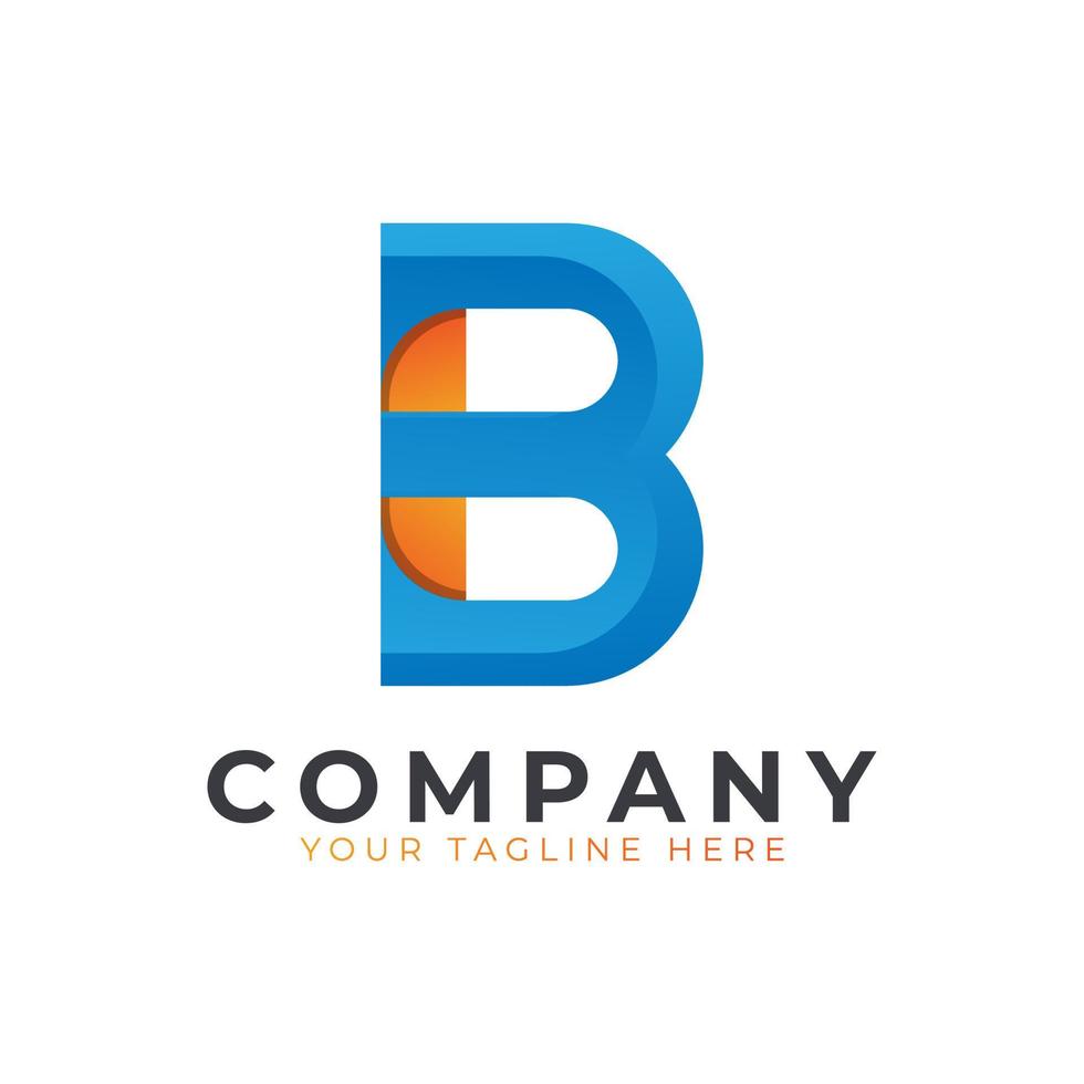 Creative Initial Letter B Logo Design. Yellow and Blue Geometric Arrow Shape Origami Style. Usable for Business and Branding Logos. Flat Vector Logo Design Ideas Template Element. Eps10 Vector