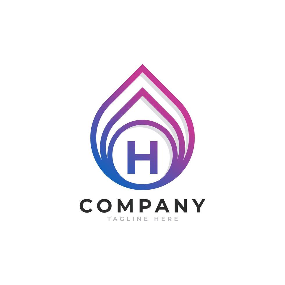 Initial Letter H with Oil and Gas Logo Design Inspiration vector