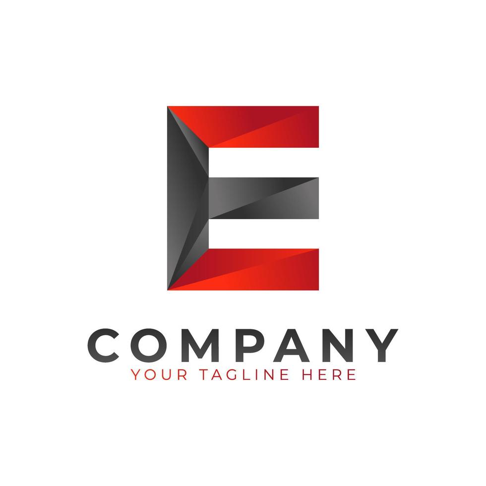 Creative Initial Letter E Logo Design. Black and Red Geometric Arrow Shape Low Poly Style. Usable for Business and Branding Logos. Flat Vector Logo Design Ideas Template Element. Eps10 Vector