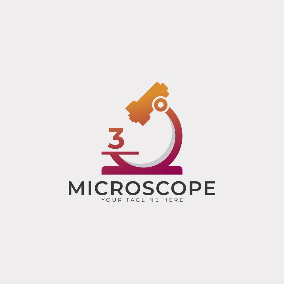 Laboratory Logo. Number 3 Microscope Logo Design Template Element. vector