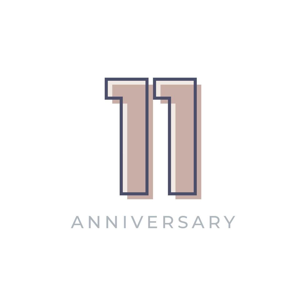 11 Year Anniversary Celebration Vector. Happy Anniversary Greeting Celebrates Template Design Illustration vector