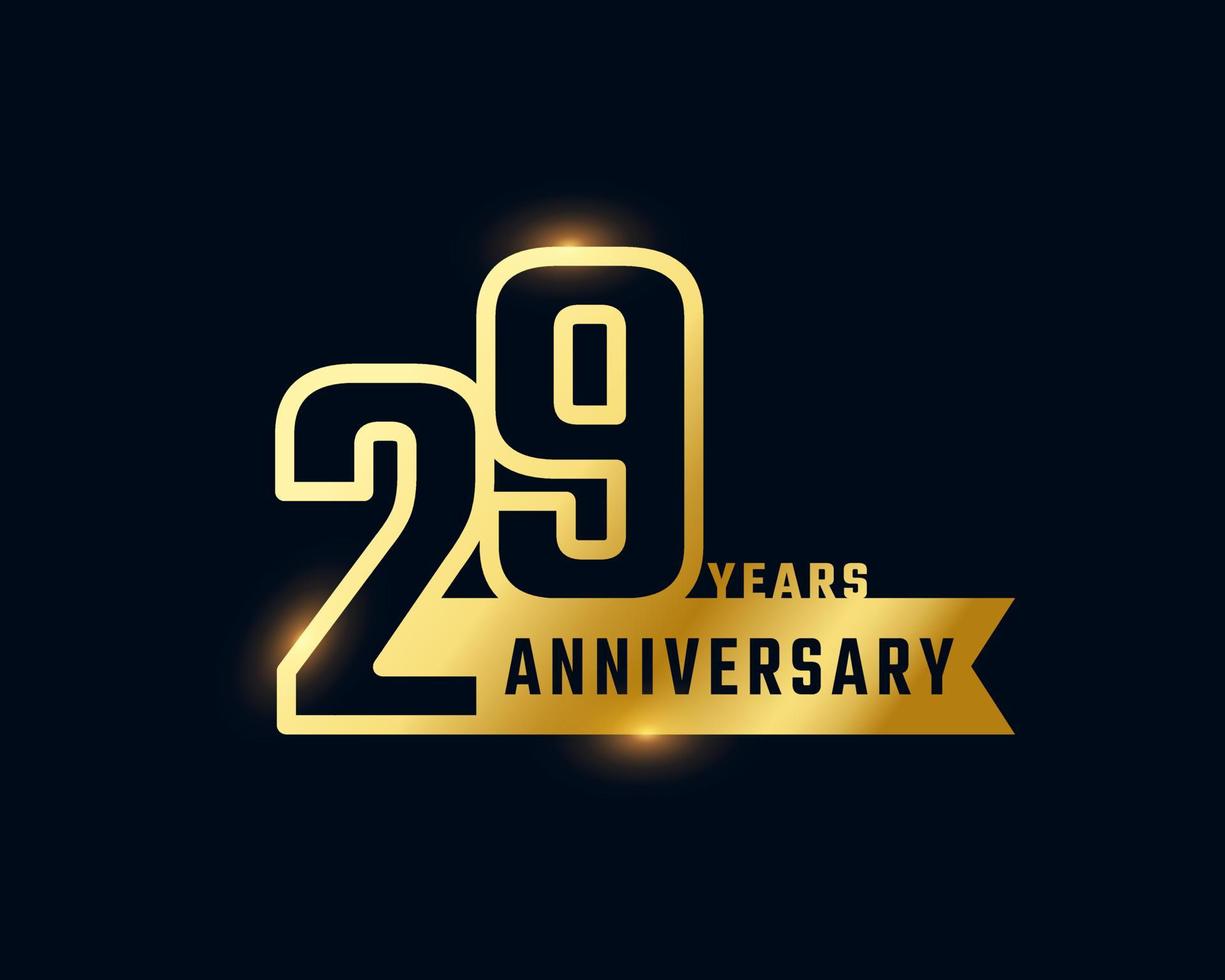 29 Year Anniversary Celebration with Shiny Outline Number Golden Color for Celebration Event, Wedding, Greeting card, and Invitation Isolated on Dark Background vector
