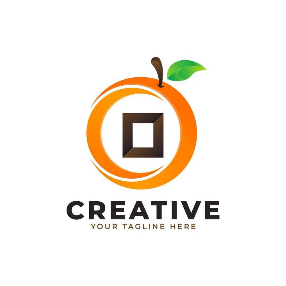 logotipo de la letra o en fruta naranja fresca con estilo moderno. plantilla de ilustración vectorial de diseños de logotipos de identidad de marca vector