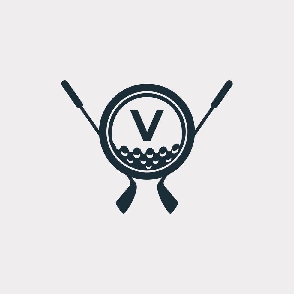 Golf Sport Logo. Letter V for Golf Logo Design Vector Template. Eps10 Vector