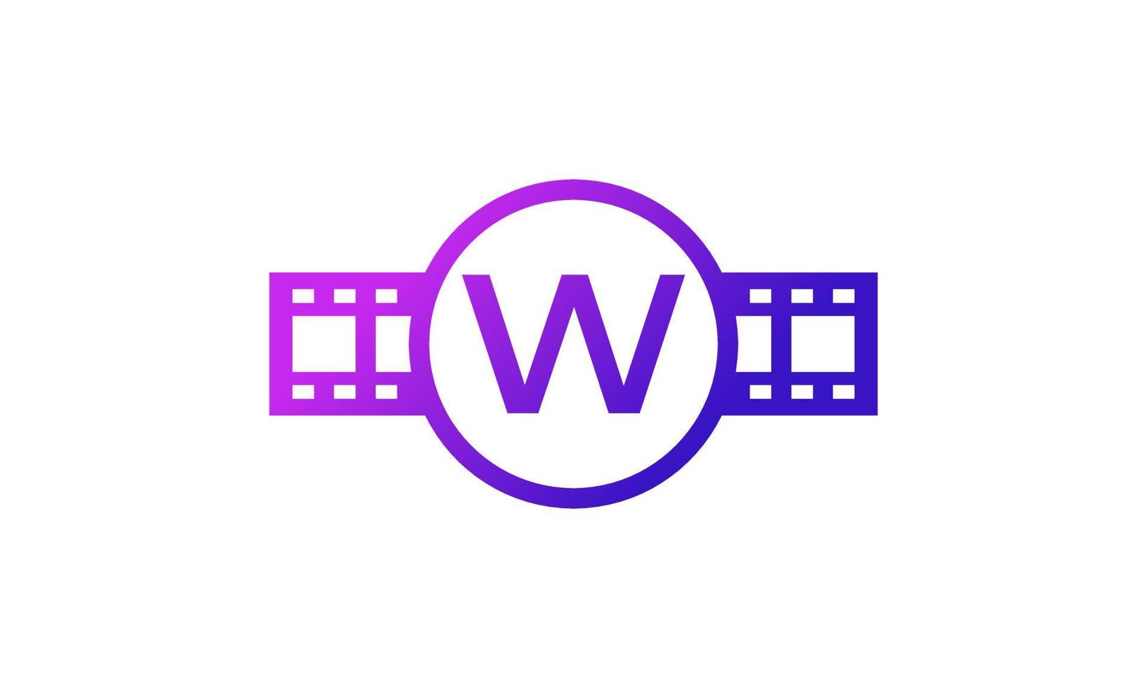 Initial Letter W Circle with Reel Stripes Filmstrip for Film Movie Cinema Production Studio Logo Inspiration vector