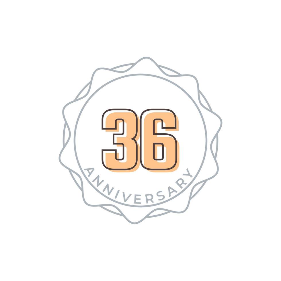 36 Year Anniversary Celebration Vector Badge. Happy Anniversary Greeting Celebrates Template Design Illustration