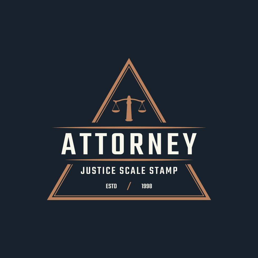 Rustic Vintage Retro Label Badge Emblem Justice Scale Stamp for Attorney Logo Design Inspiration vector