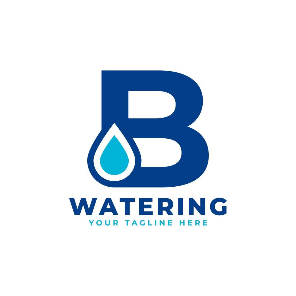 logotipo inicial de la letra b de la gota de agua. utilizable para la naturaleza y los logotipos de marca. elemento de plantilla de ideas de diseño de logotipo de vector plano