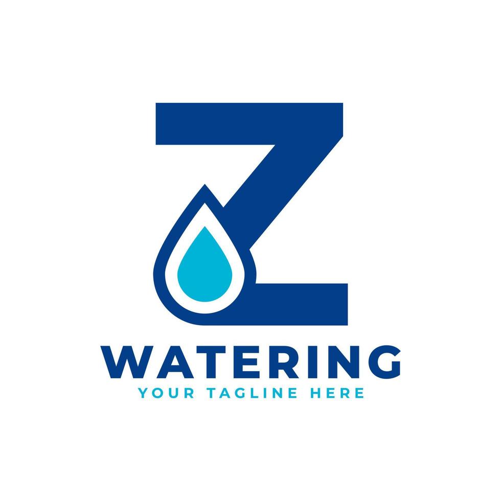 logotipo inicial de la letra z de la gota de agua. utilizable para la naturaleza y los logotipos de marca. elemento de plantilla de ideas de diseño de logotipo de vector plano