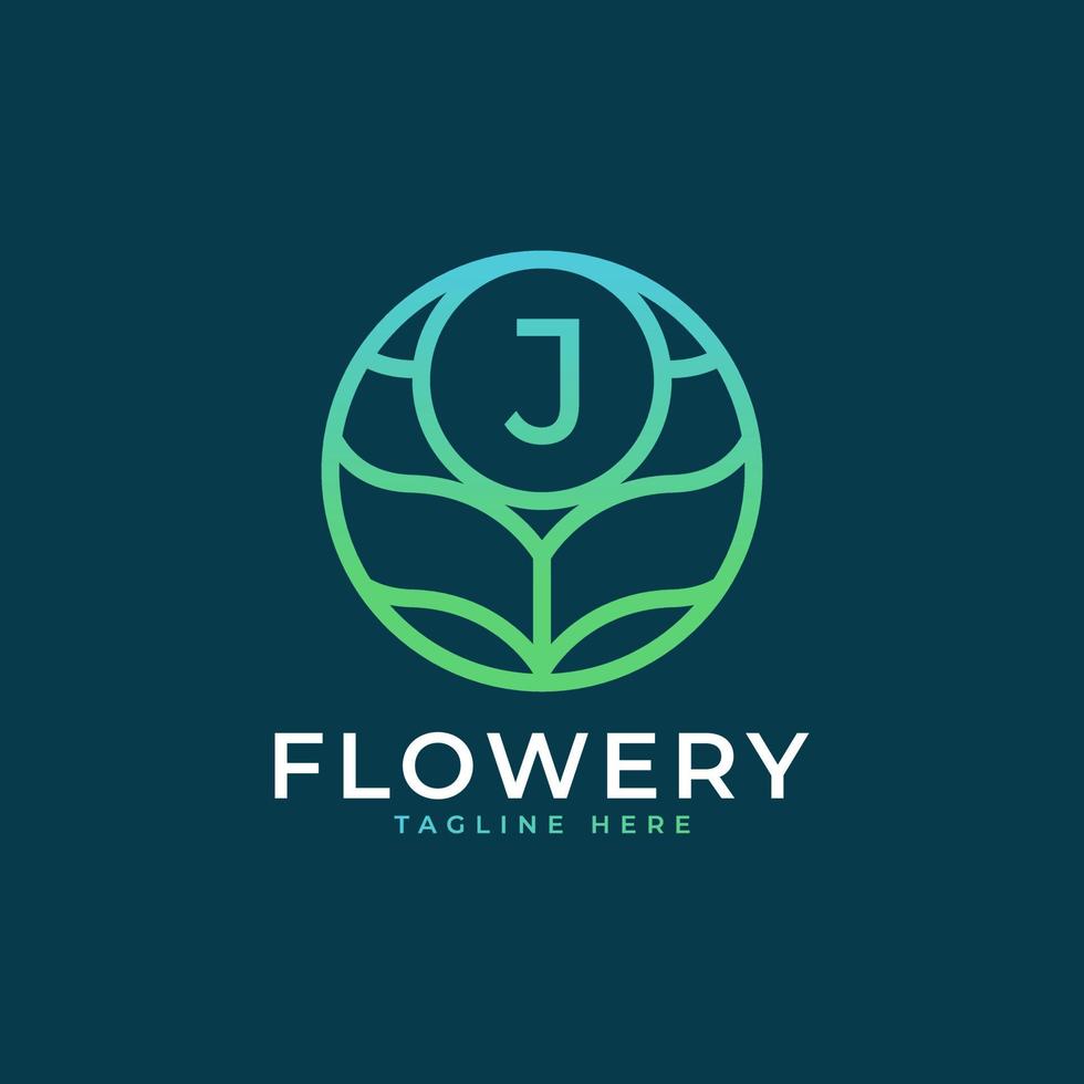 elemento de plantilla de diseño de logotipo de letra inicial j de flor. eps10 vector