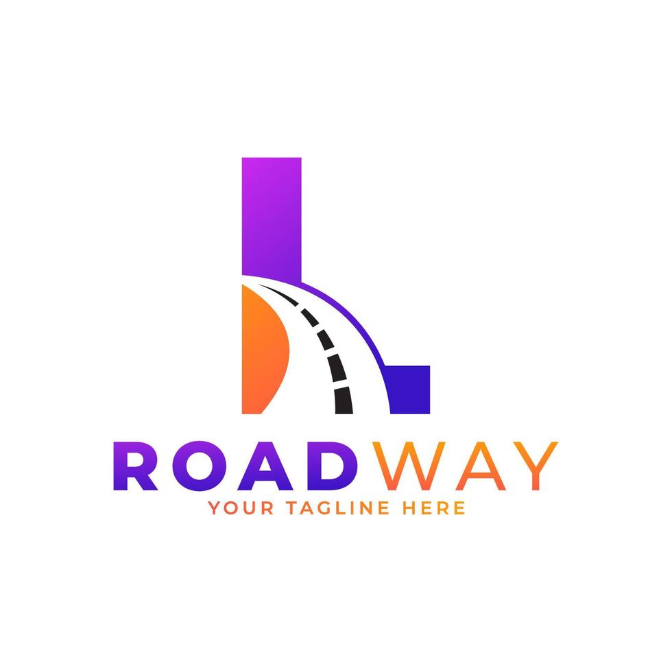 Initial L Road Way Logo Design Icon Vector Graphic. Concept of Destination, Address, Position and Travel