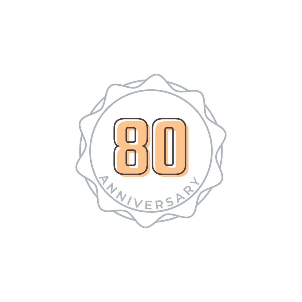 80 Year Anniversary Celebration Vector Badge. Happy Anniversary Greeting Celebrates Template Design Illustration