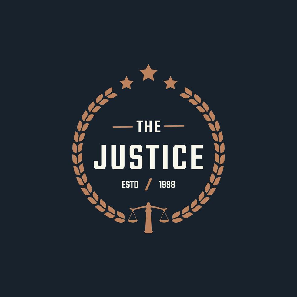 Rustic Vintage Retro Label Badge Emblem Justice Scale Stamp for Attorney Logo Design Inspiration vector