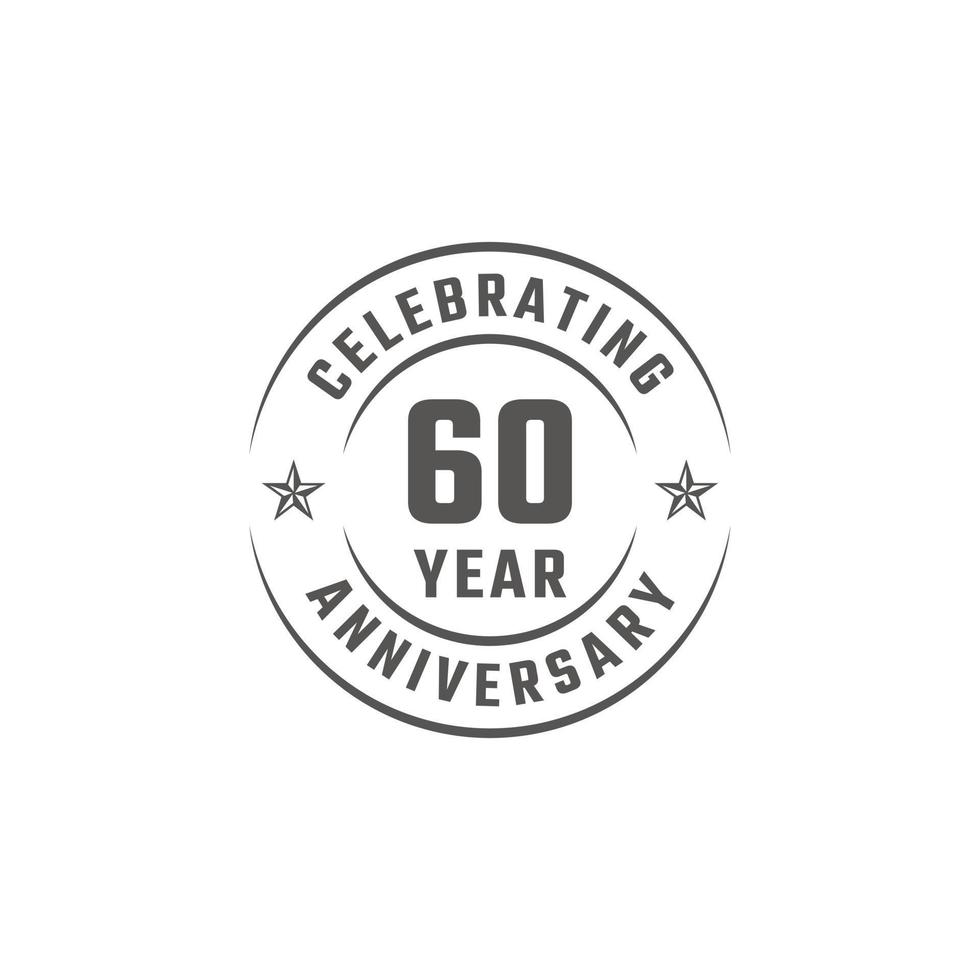 60 Year Anniversary Celebration Emblem Badge with Gray Color for Celebration Event, Wedding, Greeting card, and Invitation Isolated on White Background vector