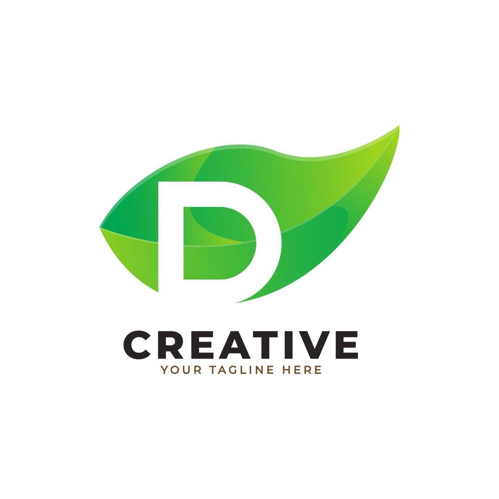Nature Green Leaf Letter D Logo Design. monogram logo. Green Leaves Alphabet Icon. Usable for Business, Science, Healthcare, Medical and Nature Logos.Flat Vector Logo Design Template Element. Eps10