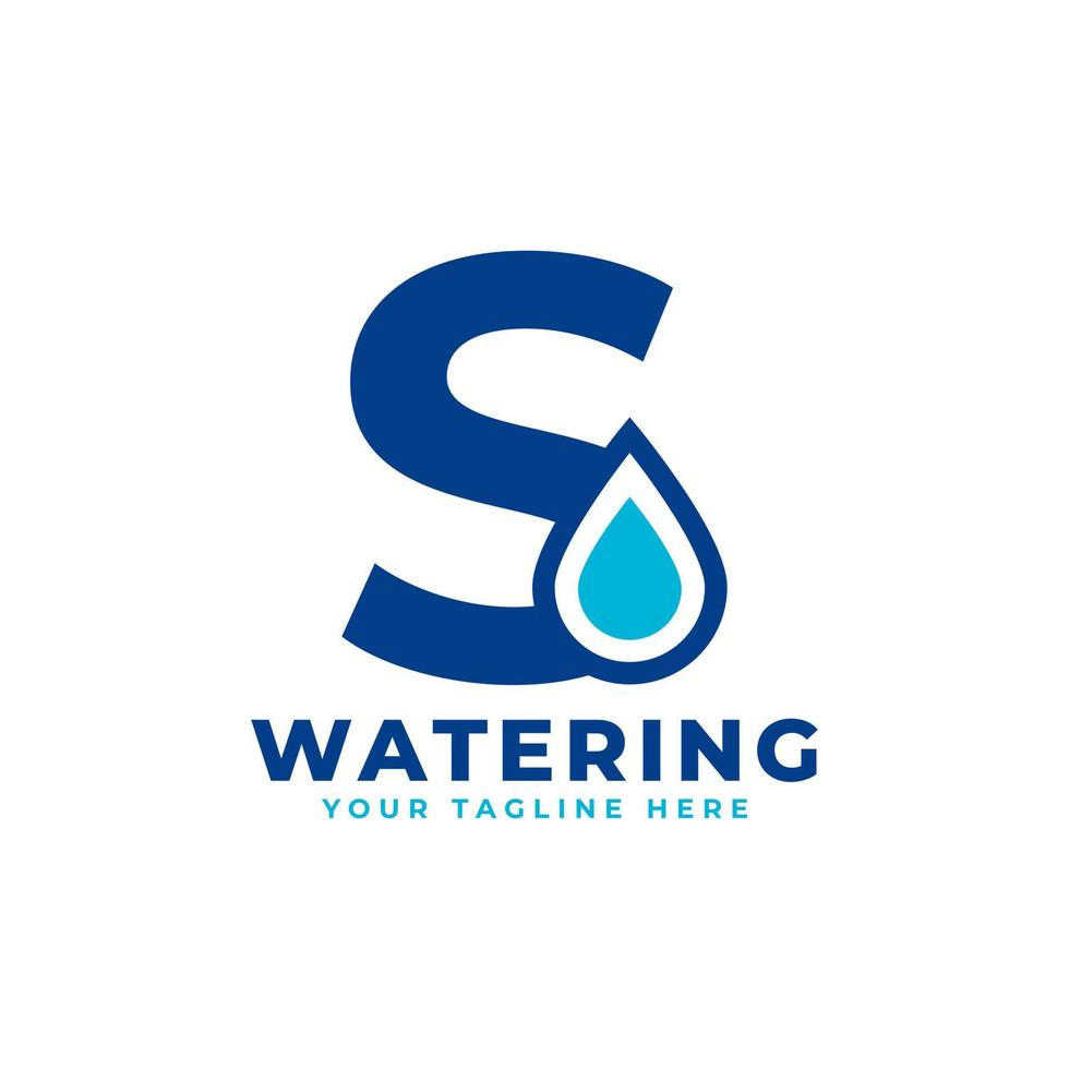 logotipo inicial de la letra s de la gota de agua. utilizable para la naturaleza y los logotipos de marca. elemento de plantilla de ideas de diseño de logotipo de vector plano