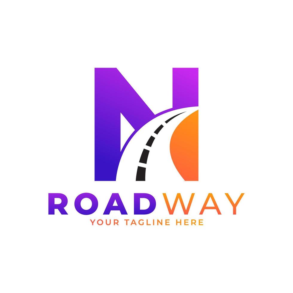 Initial N Road Way Logo Design Icon Vector Graphic. Concept of Destination, Address, Position and Travel