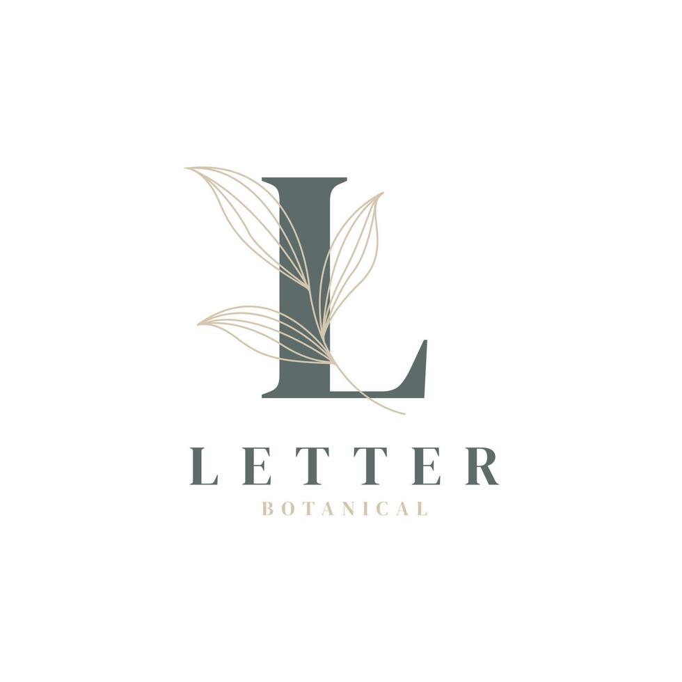 Initial Letter L Floral and Botanical Logo. Nature Leaf Feminine for Beauty Salon, Massage, Cosmetics or Spa Icon Symbol vector