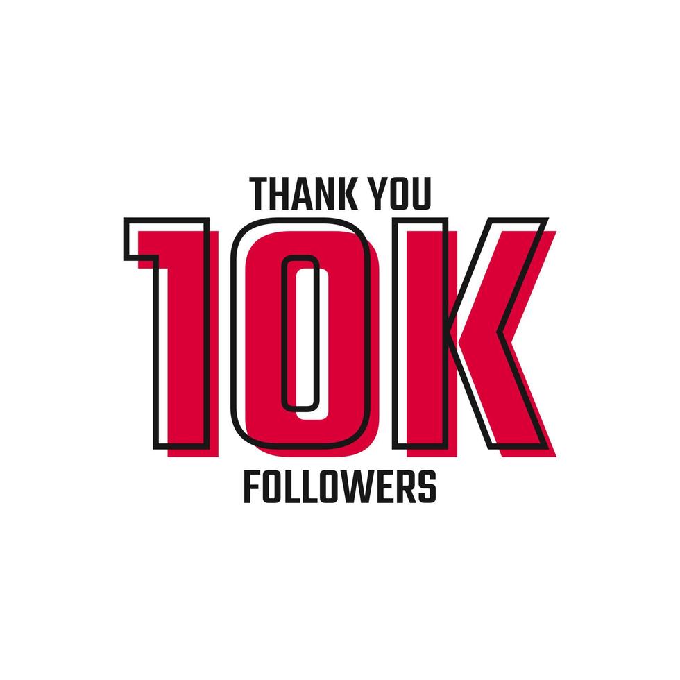 Thank You 10 K Followers Card Celebration Vector Post Social Media Template.