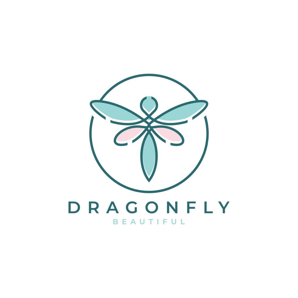 Beauty  Dragonfly Symbol. Butterfly Insect Fly Minimalist Line art Style Logo Design Inspiration vector