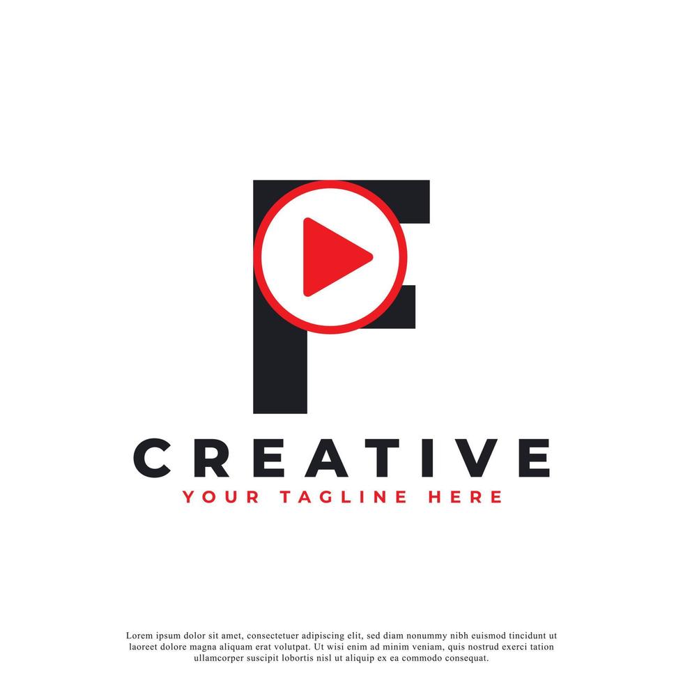 Creative Modern Play Letter F Icon. Music and Video Logo Element. Usable for Business and Technology Logos. vector