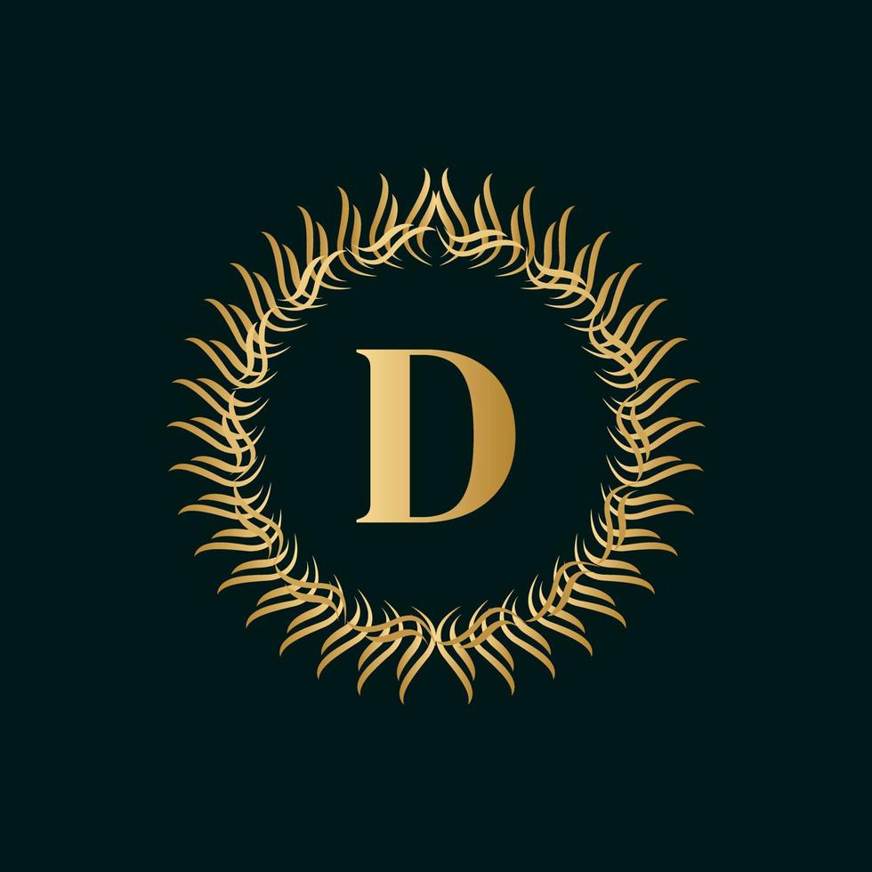 Emblem Letter D Weaving Circle Monogram Graceful Template. Simple Logo Design for Luxury Crest, Royalty, Business Card, Boutique, Hotel, Heraldic. Calligraphic Vintage Border. Vector Illustration